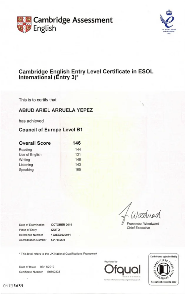 Certificado Cambridge